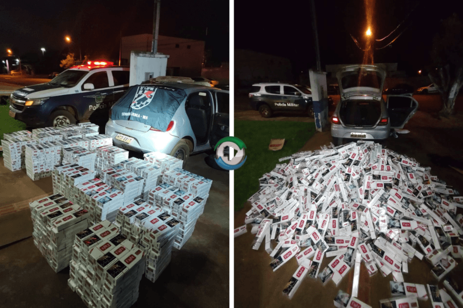 Polícia Militar de Sidrolândia persegue contrabandista na MS-162 e apreende mais de mil pacotes de cigarro
