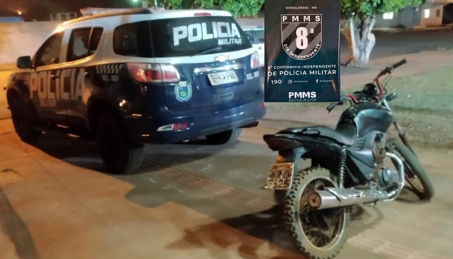Polícia Militar de Sidrolândia recupera moto roubada e prende homem por receptação