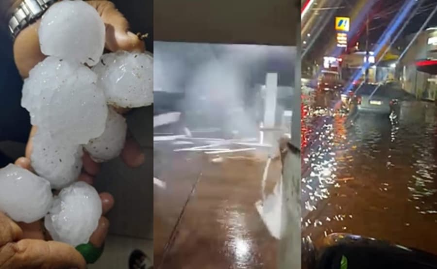 Queda de granizo, ventania e alagamentos causam estragos no município de Maracaju