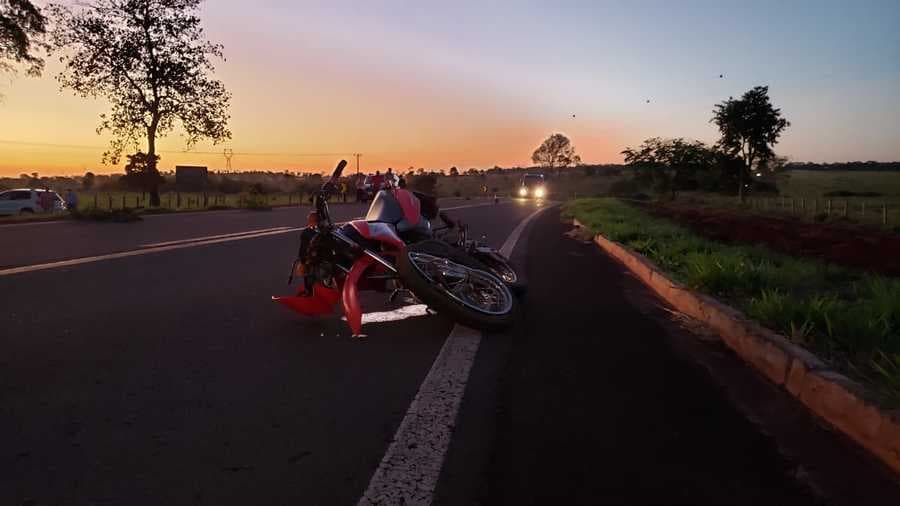 Motociclista colide em caminhão na MS-162 entre Sidrolândia e Quebra-Coco