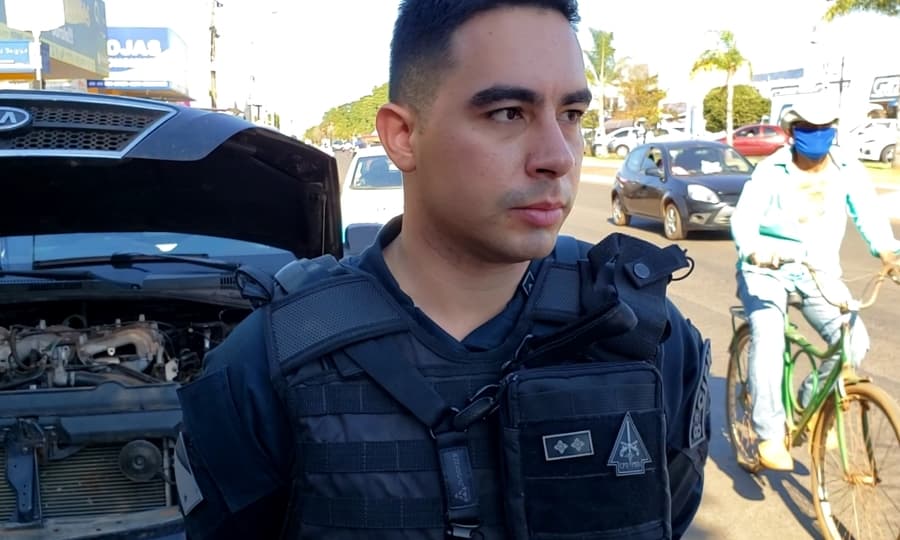 Tenente fala sobre apreensão de veículo blindado no centro de Sidrolândia