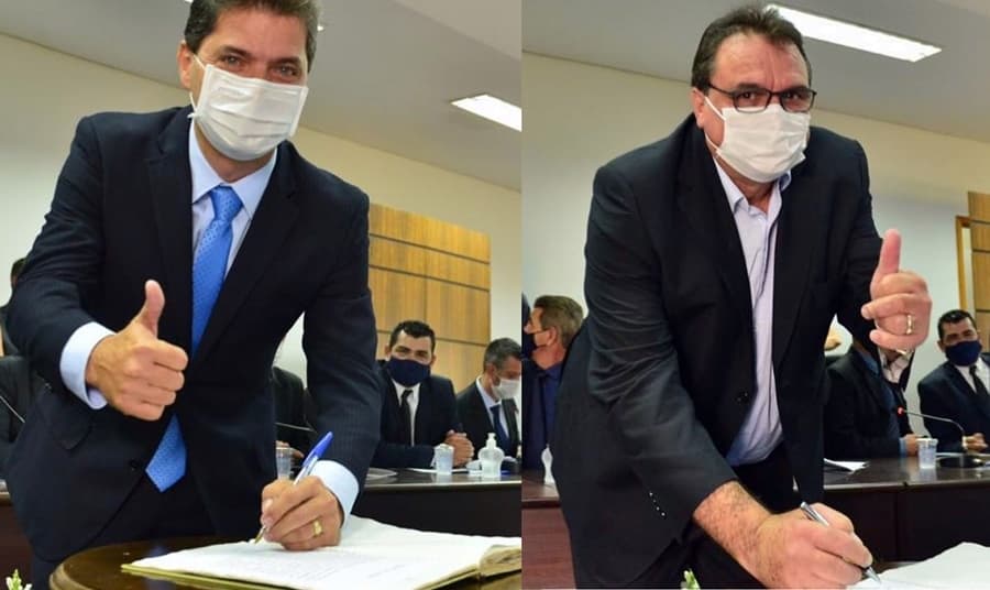 Prefeito Marcos Calderan e vice Maurão tomaram posse em Maracaju