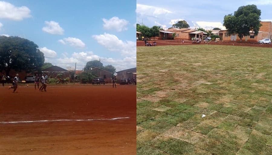 Prefeitura atende pedido de moradores e conclui gramado no antigo “terrão” da Nova Nascente