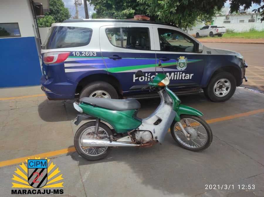 PM recupera moto roubada após abordar menor de idade em Maracaju
