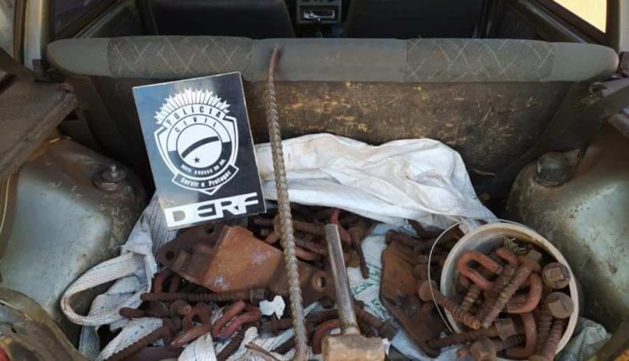 Trio é preso por furtar R$ 100 mil em grampos e talas de fixação de trilhos de trem