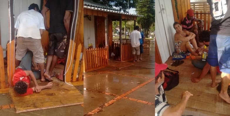 Casinha do ‘papai Noel’ vira refúgio de moradores de Rua na praça central