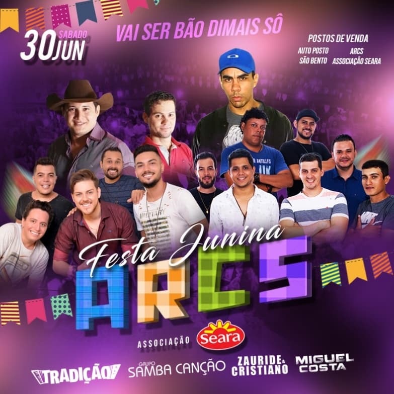 Associação da Seara realiza hoje festa Junina com show do Grupo Tradição na ARCS