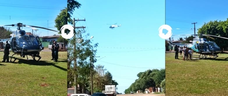 Operação da PM a procura de traficantes usou helicóptero e chamou atenção em Sidrolândia