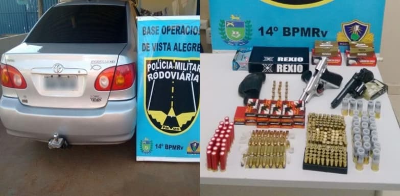 PMR prende casal com armas de fogo e munições na MS-164 em Vista Alegre