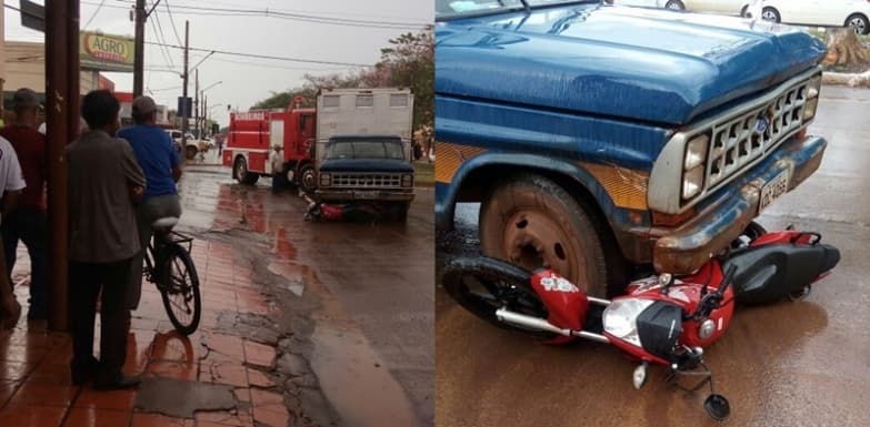 Motociclista fica ferida após colisão entre caminhonete e moto na Dorvalino