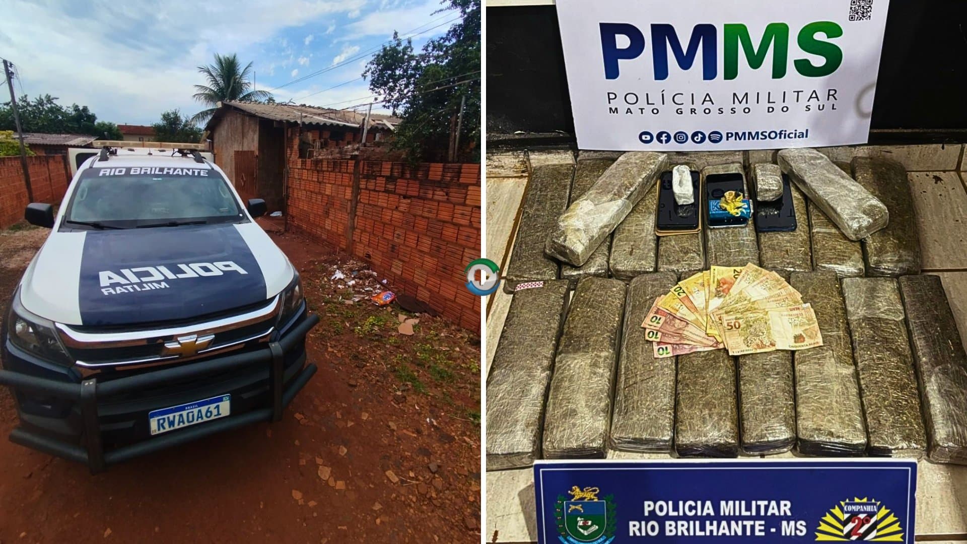 Polícia Militar apreende mais de 18 quilos de drogas e conduz quatro pessoas à delegacia em Rio Brilhante