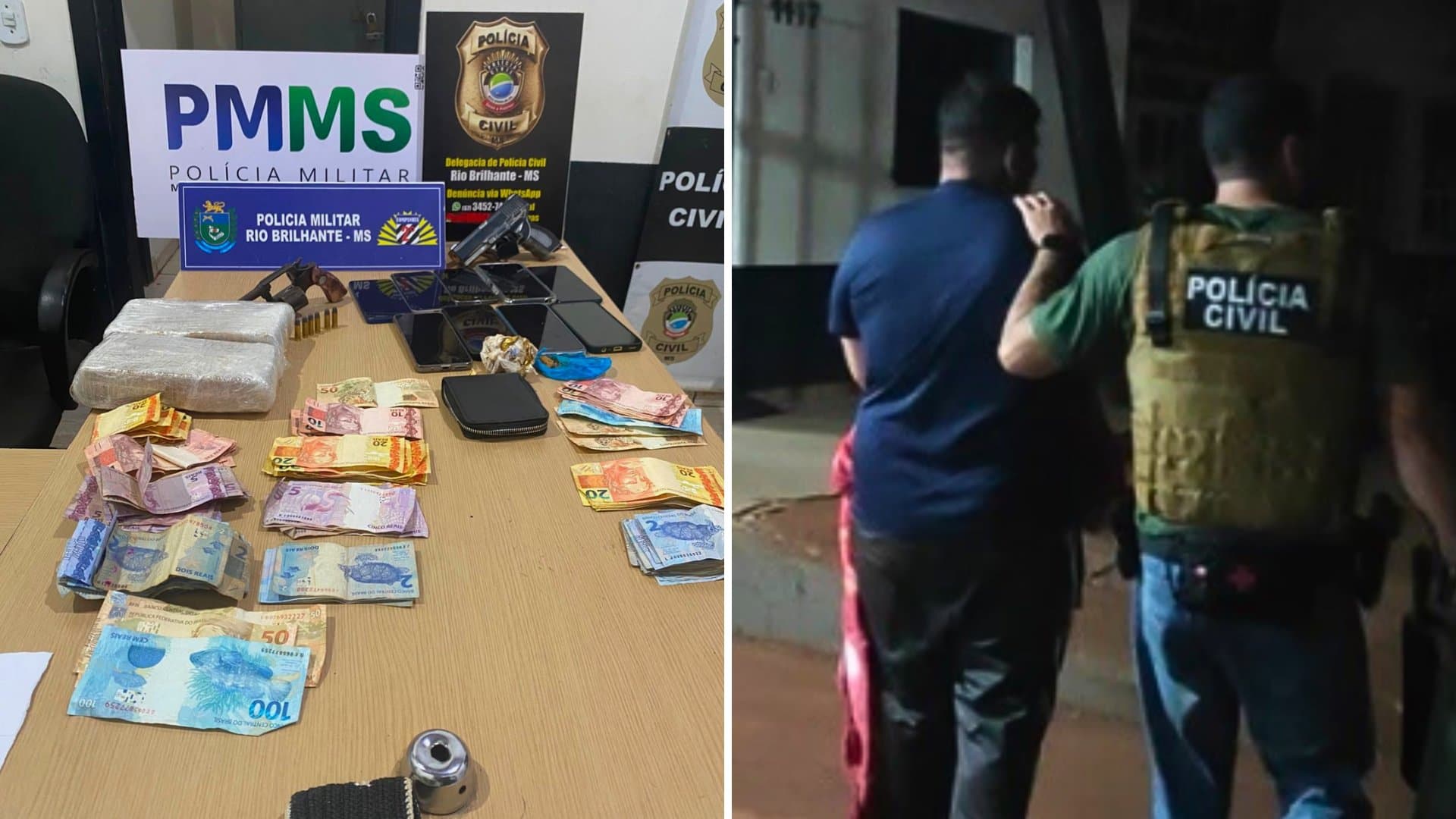 Ação conjunta das polícias prende suspeitos de dupla tentativa de homicídio e apreende drogas em Rio Brilhante