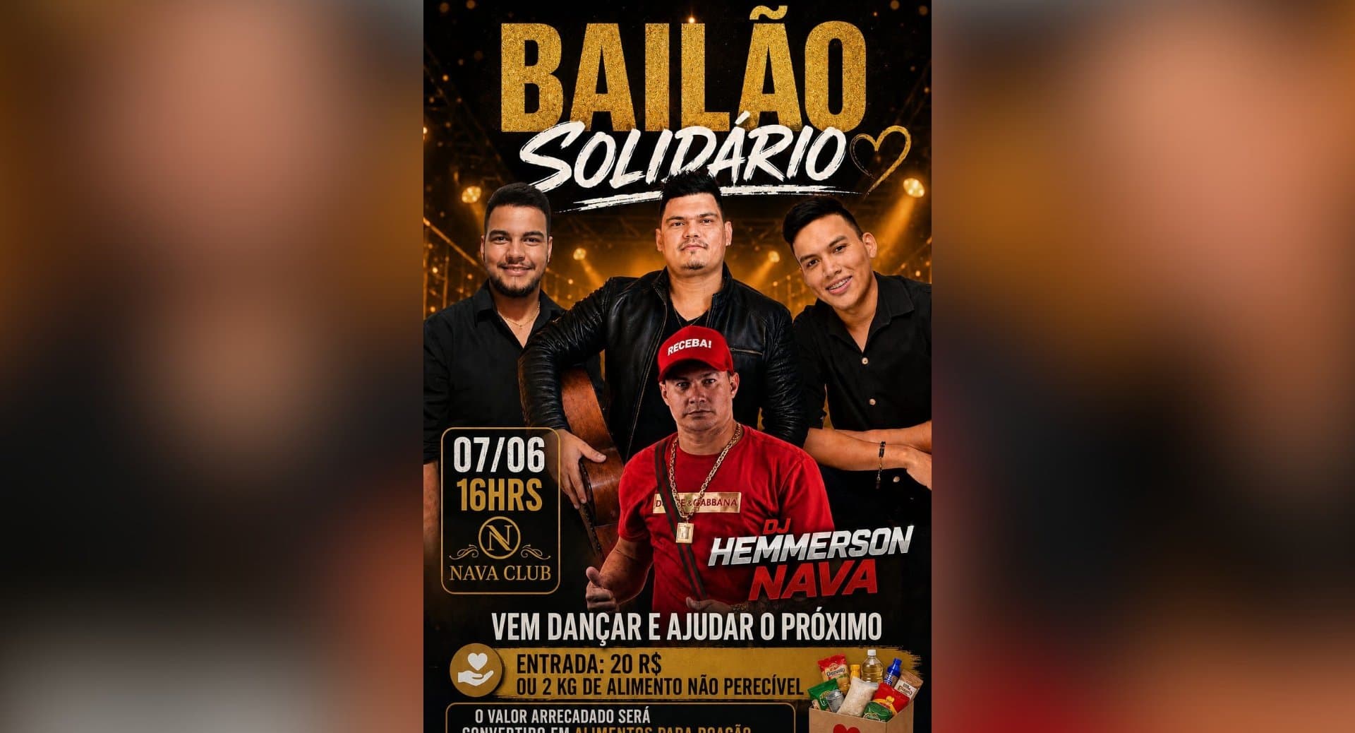É hoje: Nava Club realiza Bailão Solidário em prol de famílias em situação de vulnerabilidade