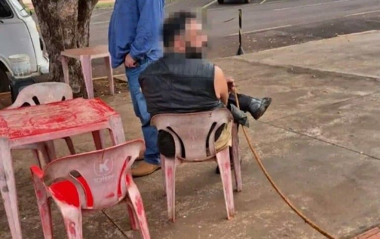 Homem é amarrado por populares após consumir pastéis e tentar sair sem pagar em Maracaju