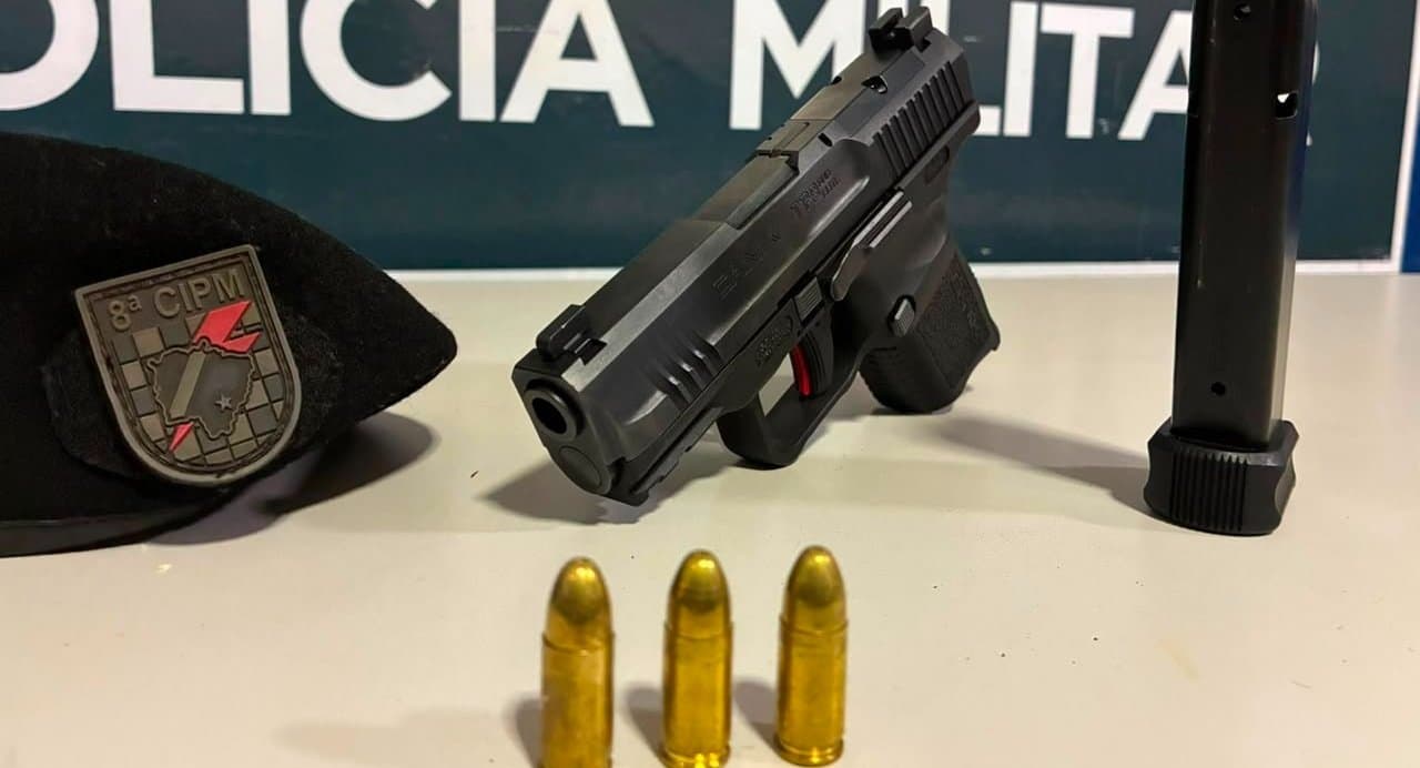 Jovem de 21 anos é preso com pistola 9 mm após denúncia de disparos em via pública no Centro de Sidrolândia