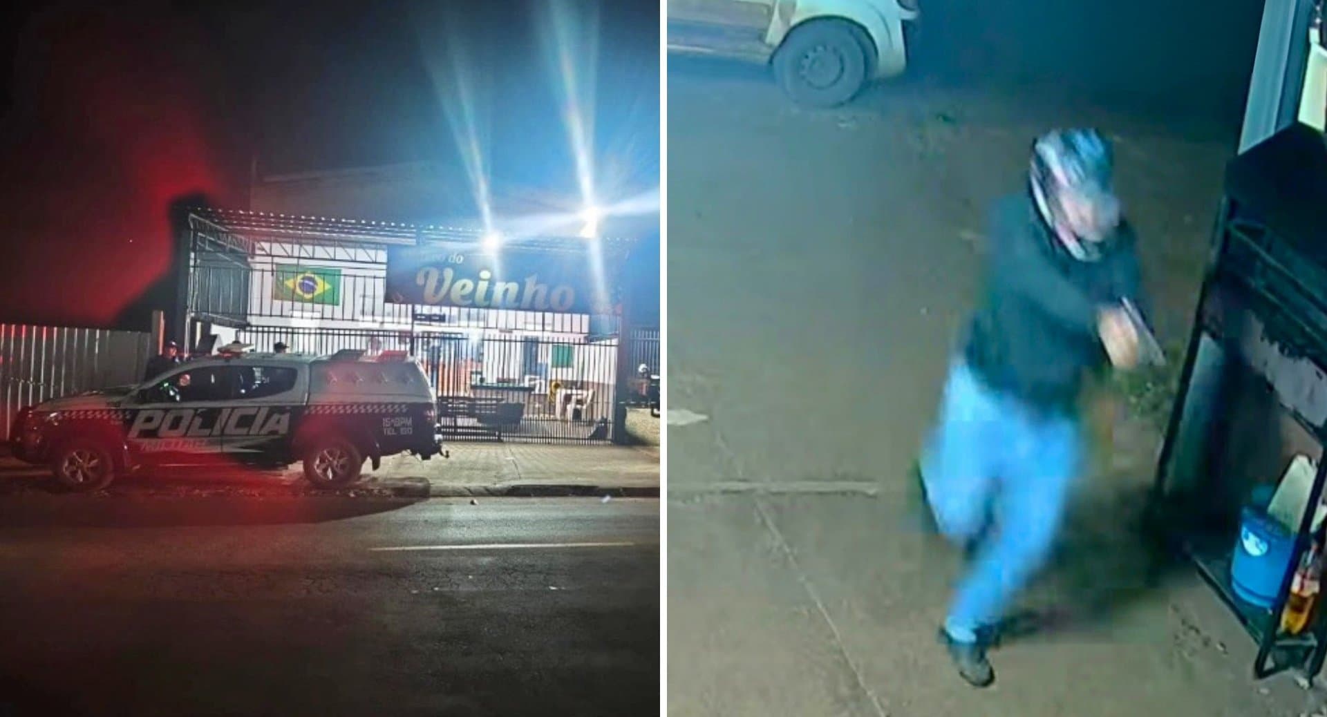 Câmeras registram homem de capacete atirando contra jovem dentro de bar em Maracaju