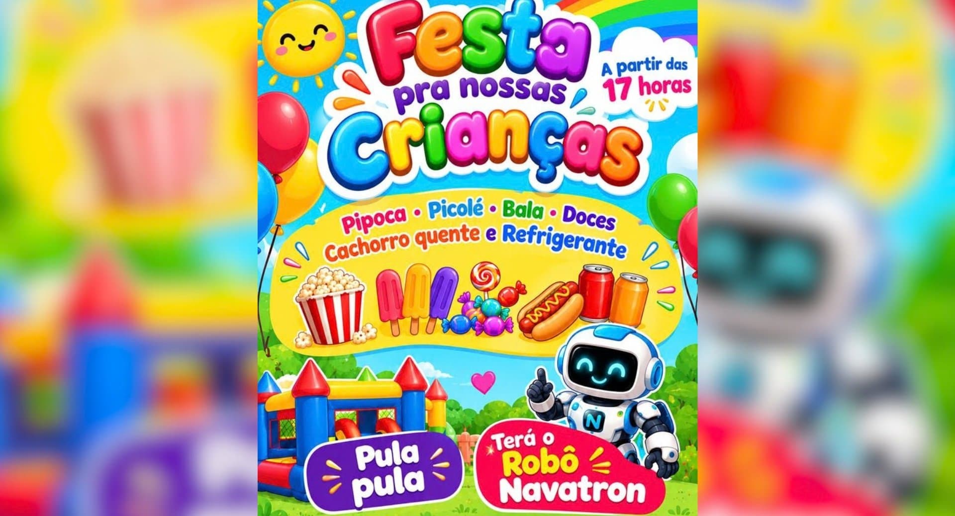 Nava promove festa para crianças com doces, brinquedos e Robô Navatron neste domingo em Sidrolândia