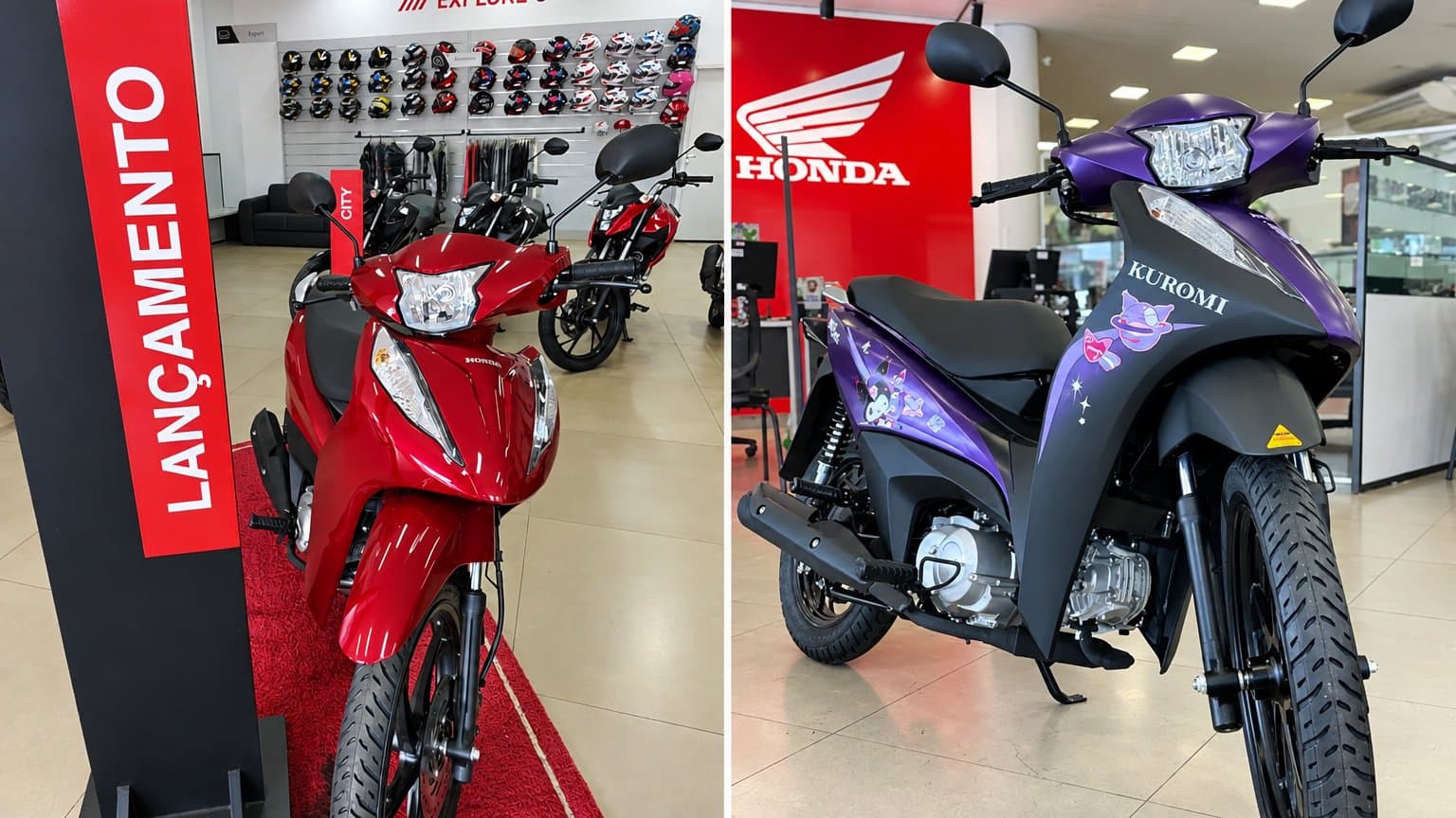 Em Sidrolândia, Honda Covel anuncia R$ 3 mil de desconto na Biz vermelha e na edição especial Kuromi