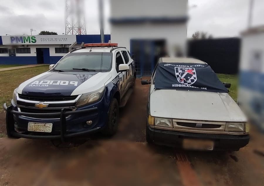 Carro furtado no centro de Sidrolândia é recuperado pela Polícia Militar