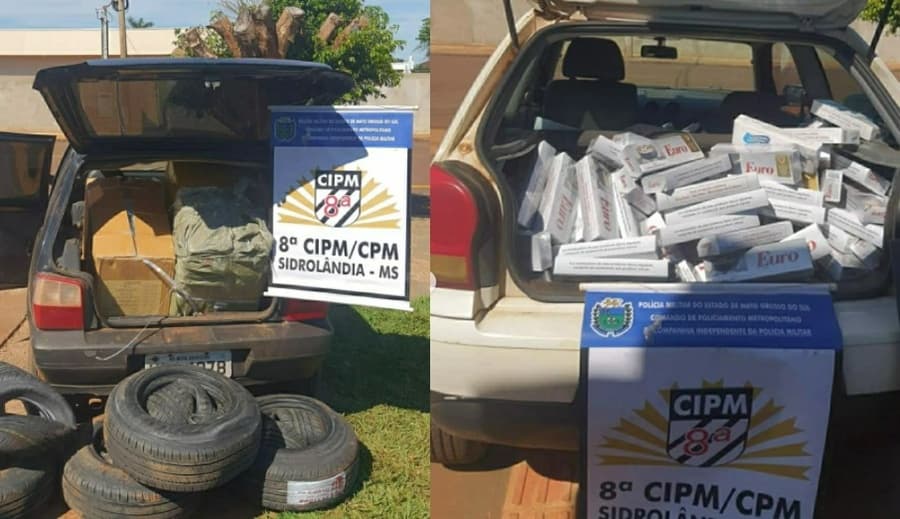 Após receber denúncia anônima, PM apreende dois carros com carga de contrabando