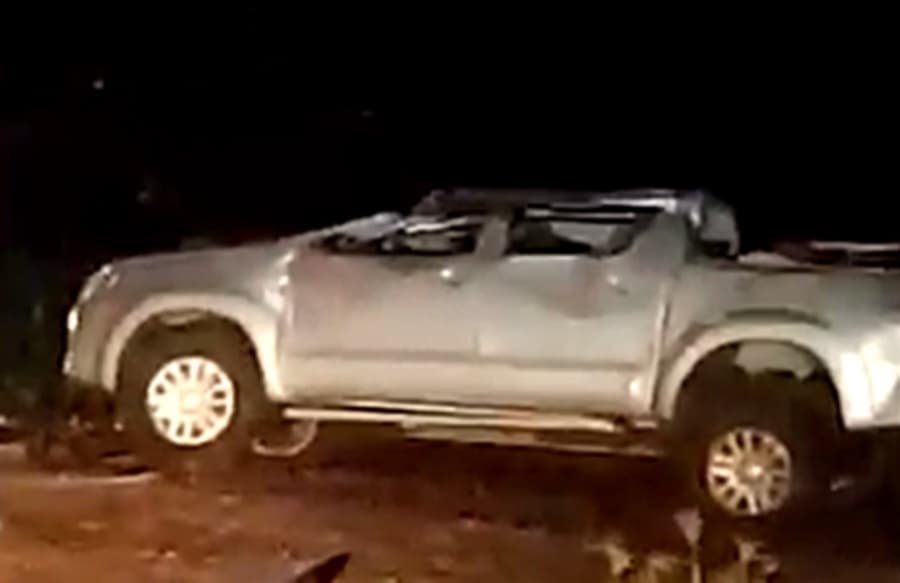 Casal é socorrido após capotamento de caminhonete na MS-162 entre Maracaju e Sidrolândia
