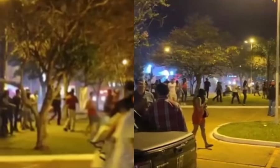 Durante briga na Praça Central, PM usa gás lacrimogênio e bala de borracha para dispersar multidão