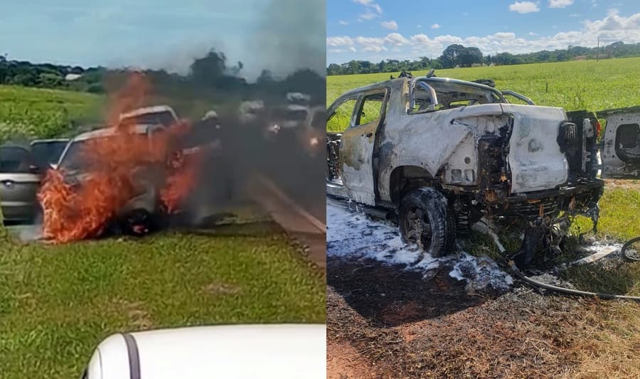 Perda total: Após pane elétrica, Fiat Toro é destruída pelas chamas na BR-060