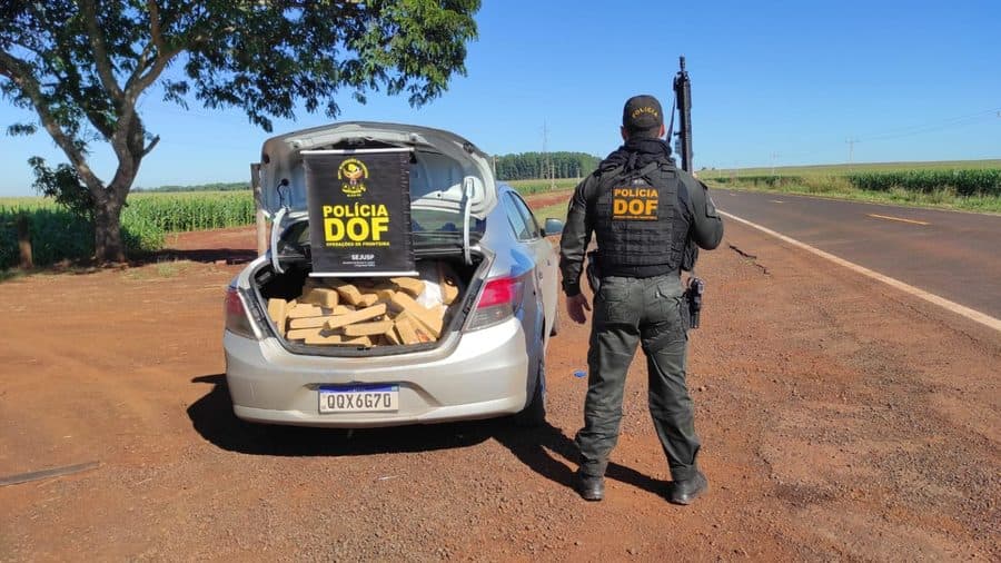 Em Maracaju, DOF apreende veículo com 186 kg de maconha que seguia para São Paulo