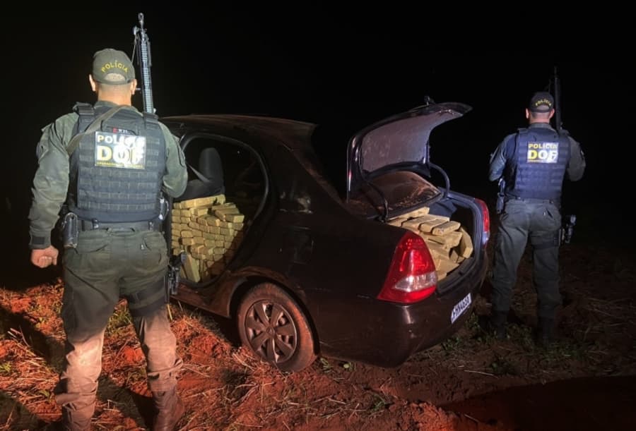 DOF recupera carro roubado e apreende mais de 700 quilos de maconha em Sidrolândia