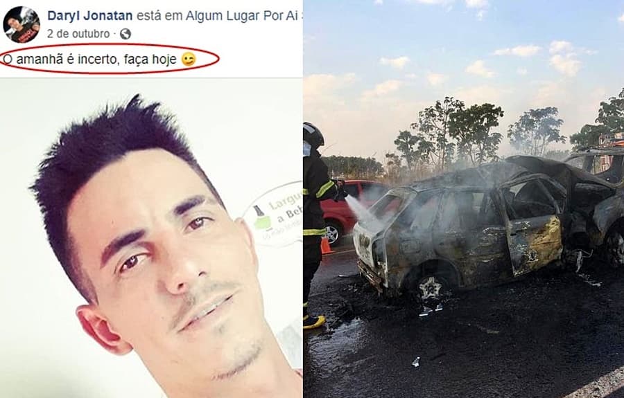 Homem que morreu carbonizado em acidente na BR-060 é identificado como Daryl Jonatan de 27 anos