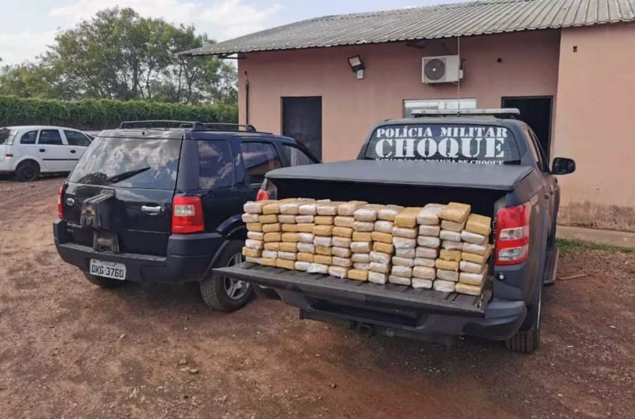 Pai e filho são flagrados pelo DOF na BR-060 com 59 quilos de maconha