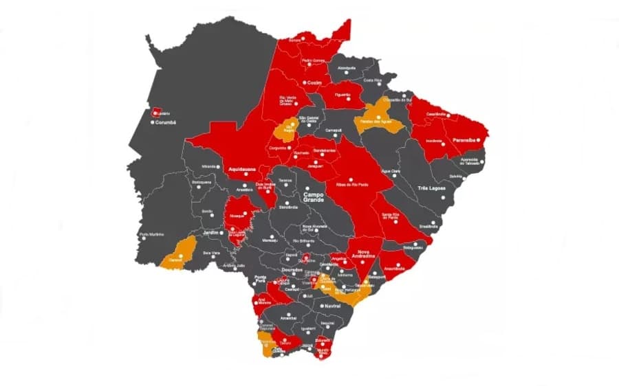 Sidrolândia, Maracaju e mais 41 entram na bandeira cinza, de grau extremo da Covid-19