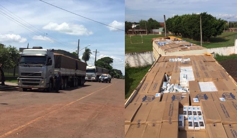 Polícia Militar apreende carga milionária de cigarros em duas carretas