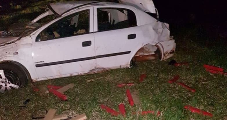 Traficante tenta fugir de barreira da PMR, capota veículo e acaba preso