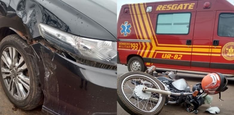 Veículo invade preferencial e colide em motocicleta no Bairro São Bento