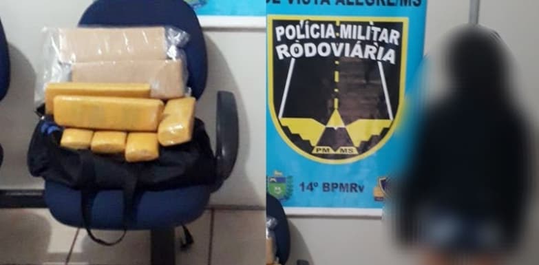 Adolescente é flagrada em ônibus com 9 kg de maconha em Maracaju