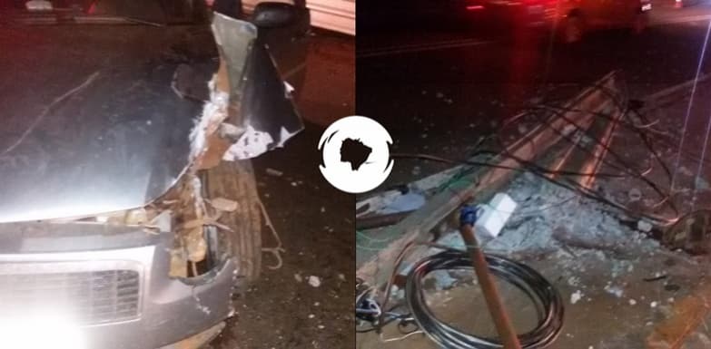 Condutor embriagado e sem habilitação derruba poste em frente a PRF