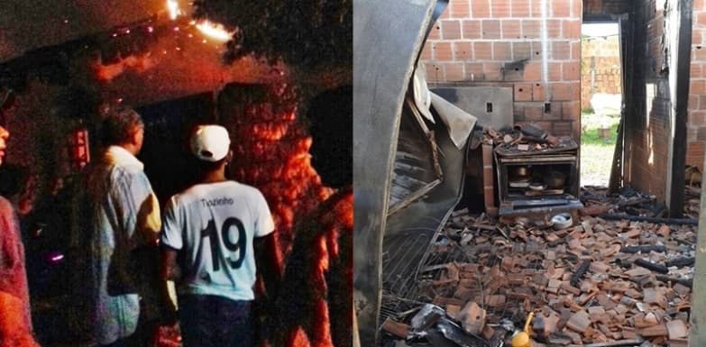 Residência fica destruída após incêndio durante a madrugada no Nenê Fernandes