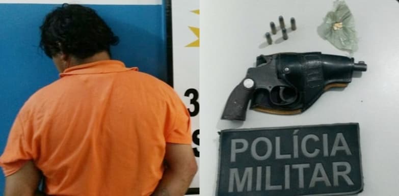 Polícia Militar prende homem com revólver e cocaína no Bairro Cascatinha