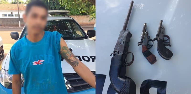 Polícia Militar aborda Taxi e localiza três armas, munições e entorpecente com passageiro