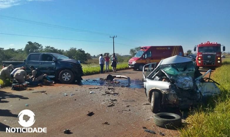 Uma morre e três ficam feridos em grave acidente na MS-162, entre Sidrolândia e Maracaju