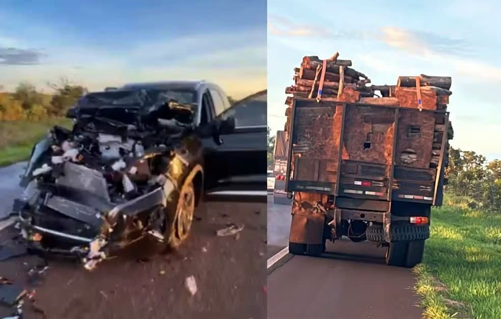 Motorista fica preso às ferragens após colidir na traseira de caminhão na BR-060