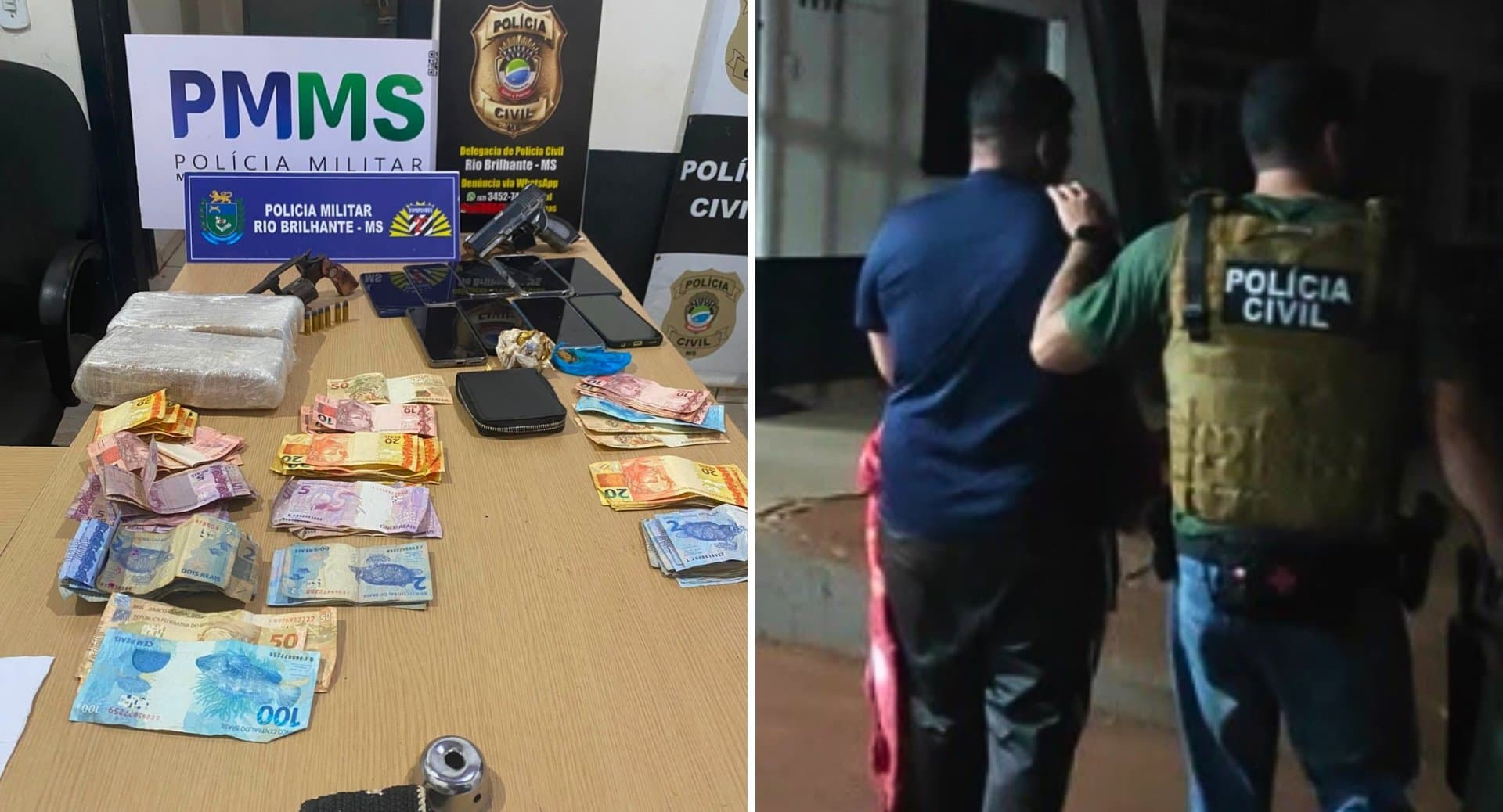 Ação conjunta das polícias prende suspeitos de dupla tentativa de homicídio e apreende drogas em Rio Brilhante