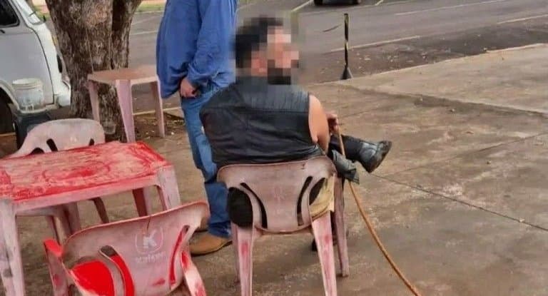 Homem é amarrado por populares após consumir pastéis e tentar sair sem pagar em Maracaju