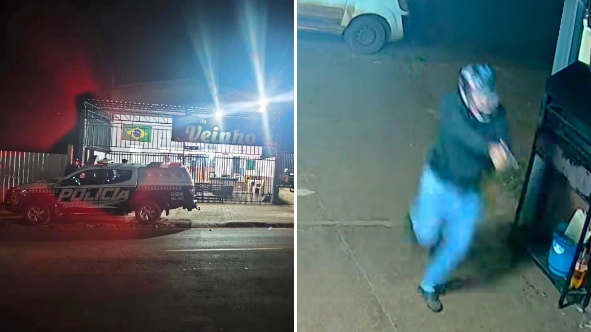 Câmeras registram homem de capacete atirando contra jovem dentro de bar em Maracaju