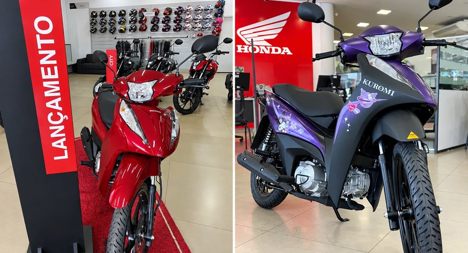 Em Sidrolândia, Honda Covel anuncia R$ 3 mil de desconto na Biz vermelha e na edição especial Kuromi