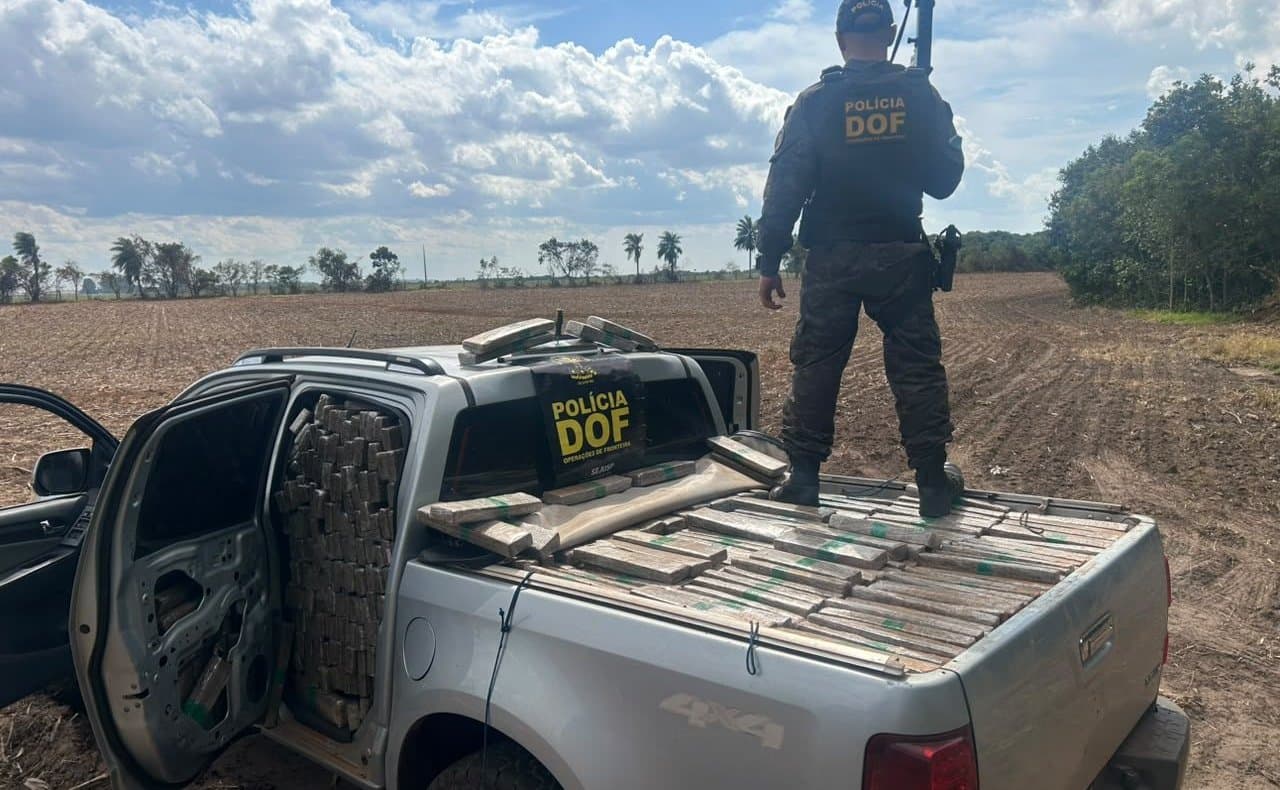 Caminhonete furtada em Ponta Porã é encontrada com 1,9 tonelada de maconha em Maracaju